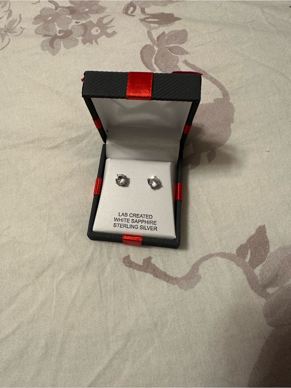 Sterling Silver White Sapphire Stud Earrings - Lab Created